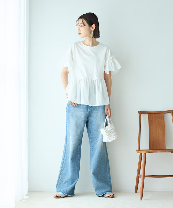Organic Cotton Frill Sleeve T-shirt