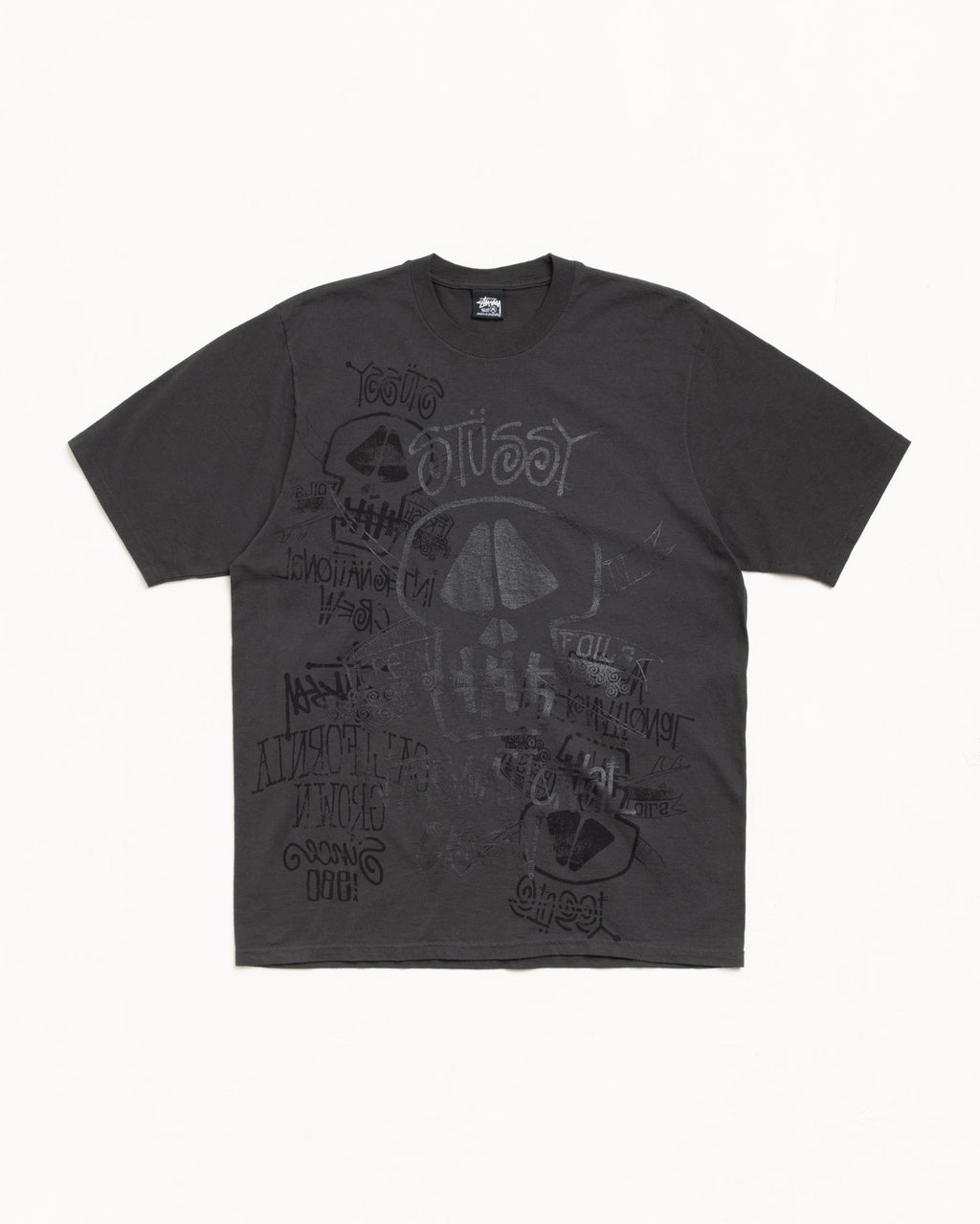 SKULLS TEE PIGMENT DYED - Faded Black