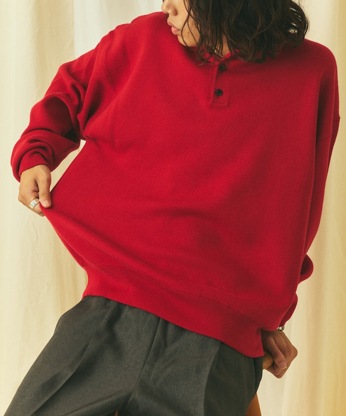 Relax Fit Relax Fit Sweat-like Polo Collar Knit [Limited Edition]