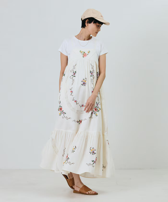 India Flower Cross Stitch Lace Camisole Dress