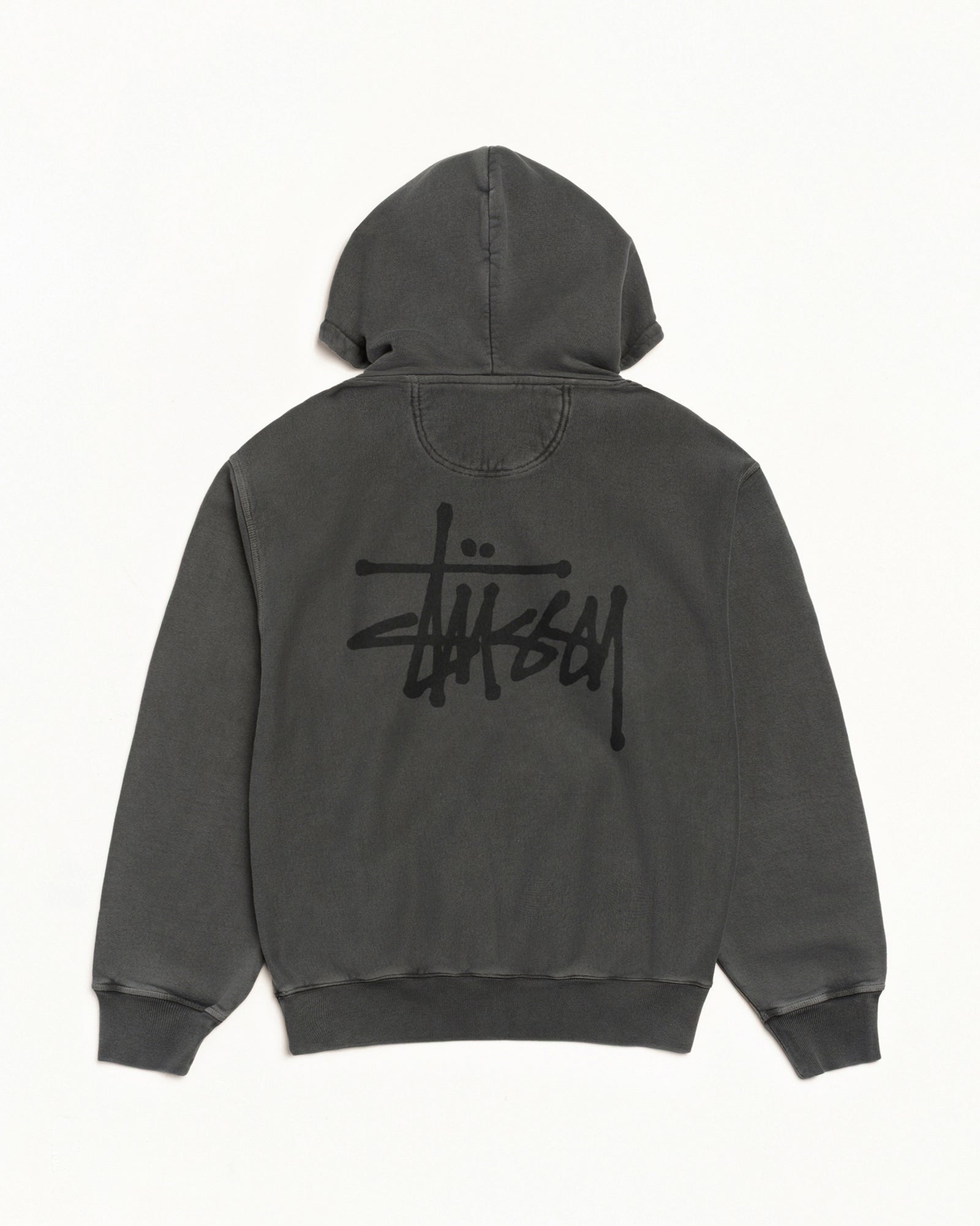 BASIC STÜSSY HOODIE PIGMENT DYED - Black/Black
