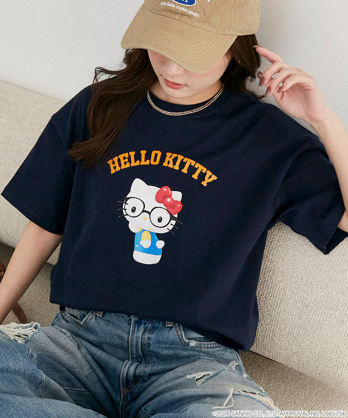 "SANRIO CHARACTERS" College Style Printed T-Shirt Limited Edition - Navy