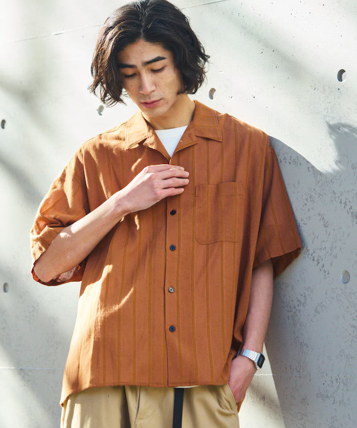Relax Fit Relaxed Fit Shadow Stripe Open Color Shirt [Limited Release]