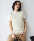 2WAY Fringe Hem Knit Vest - Off-White