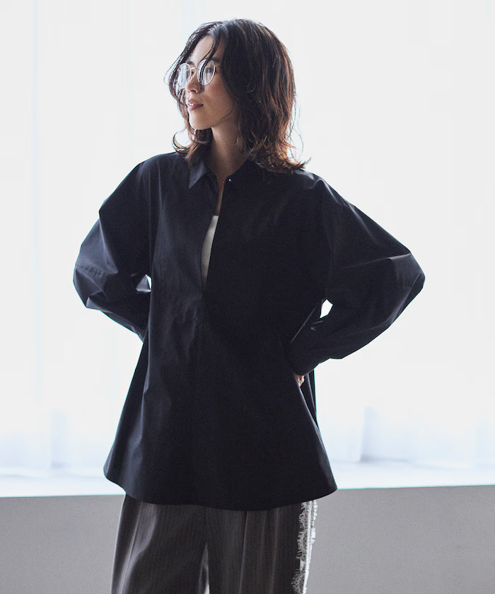 Flare Silhouette Skipper Balloon Sleeve Shirt
