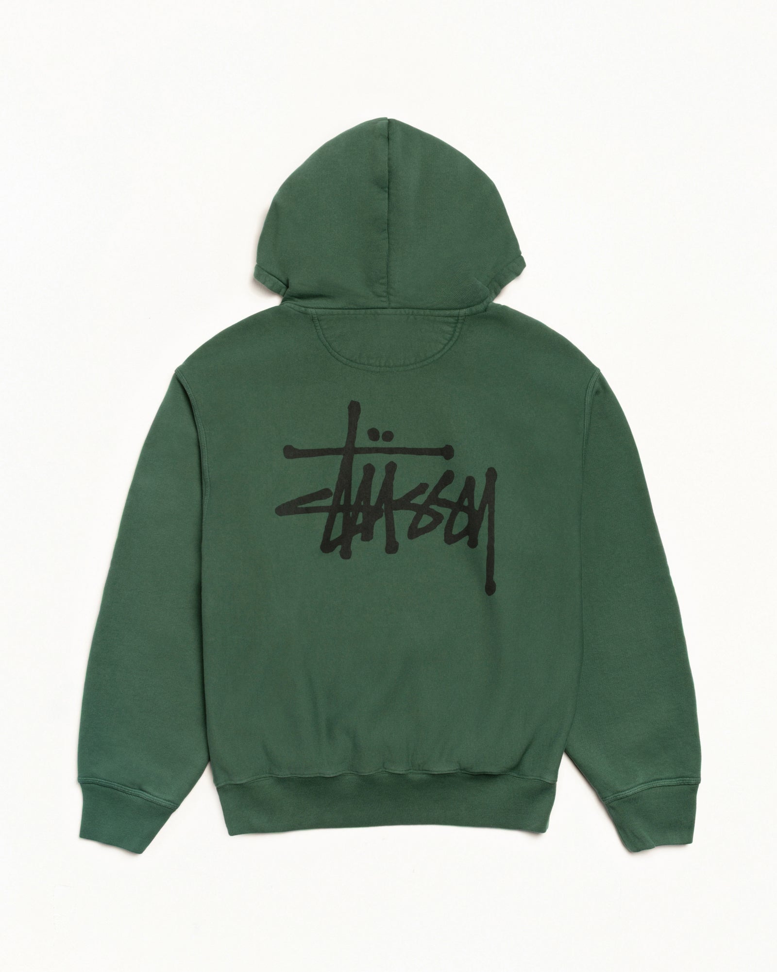 BASIC STÜSSY ZIP HOODIE PIGMENT DYED - Pine
