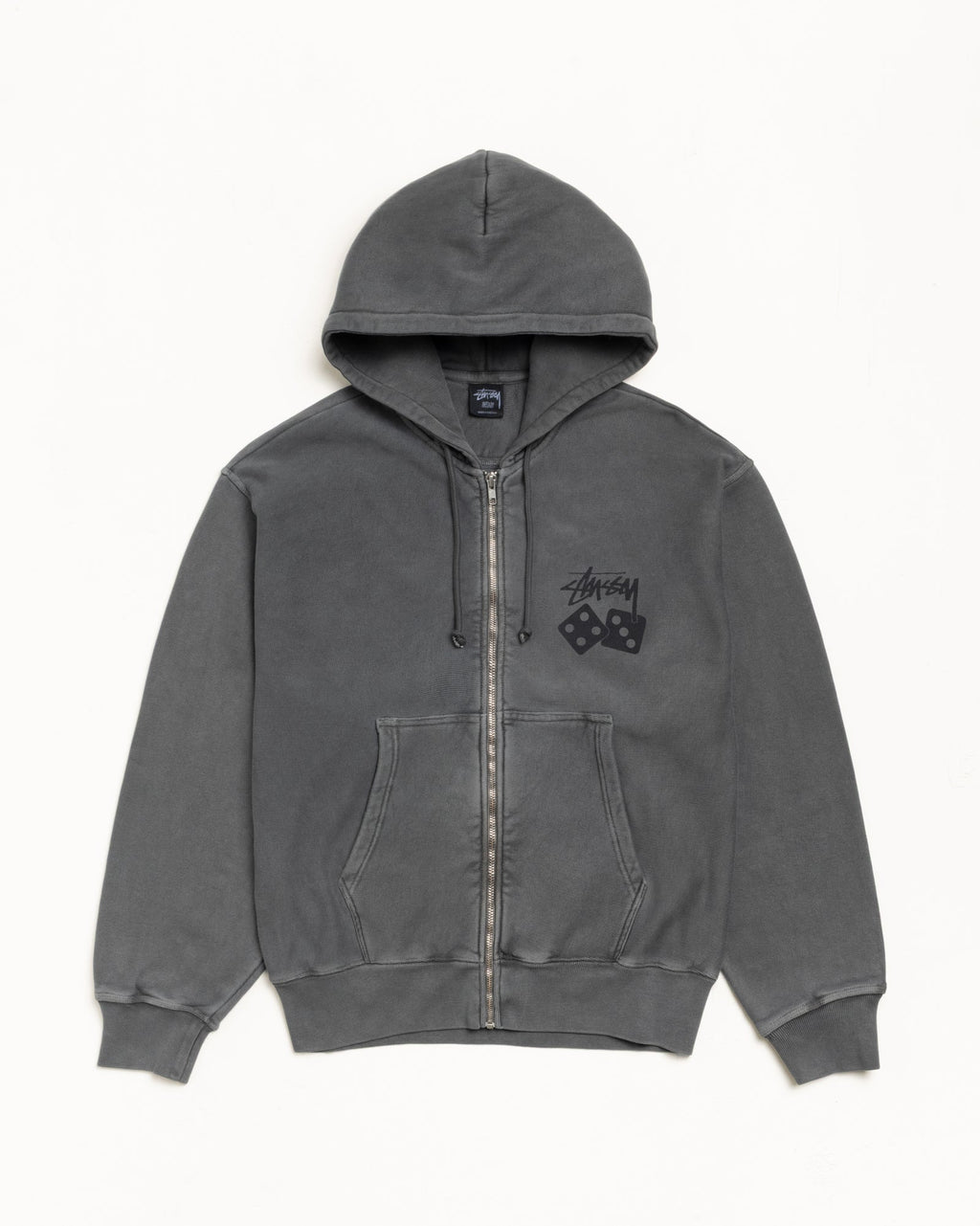DICE ZIP HOODIE PIGMENT DYED - Black