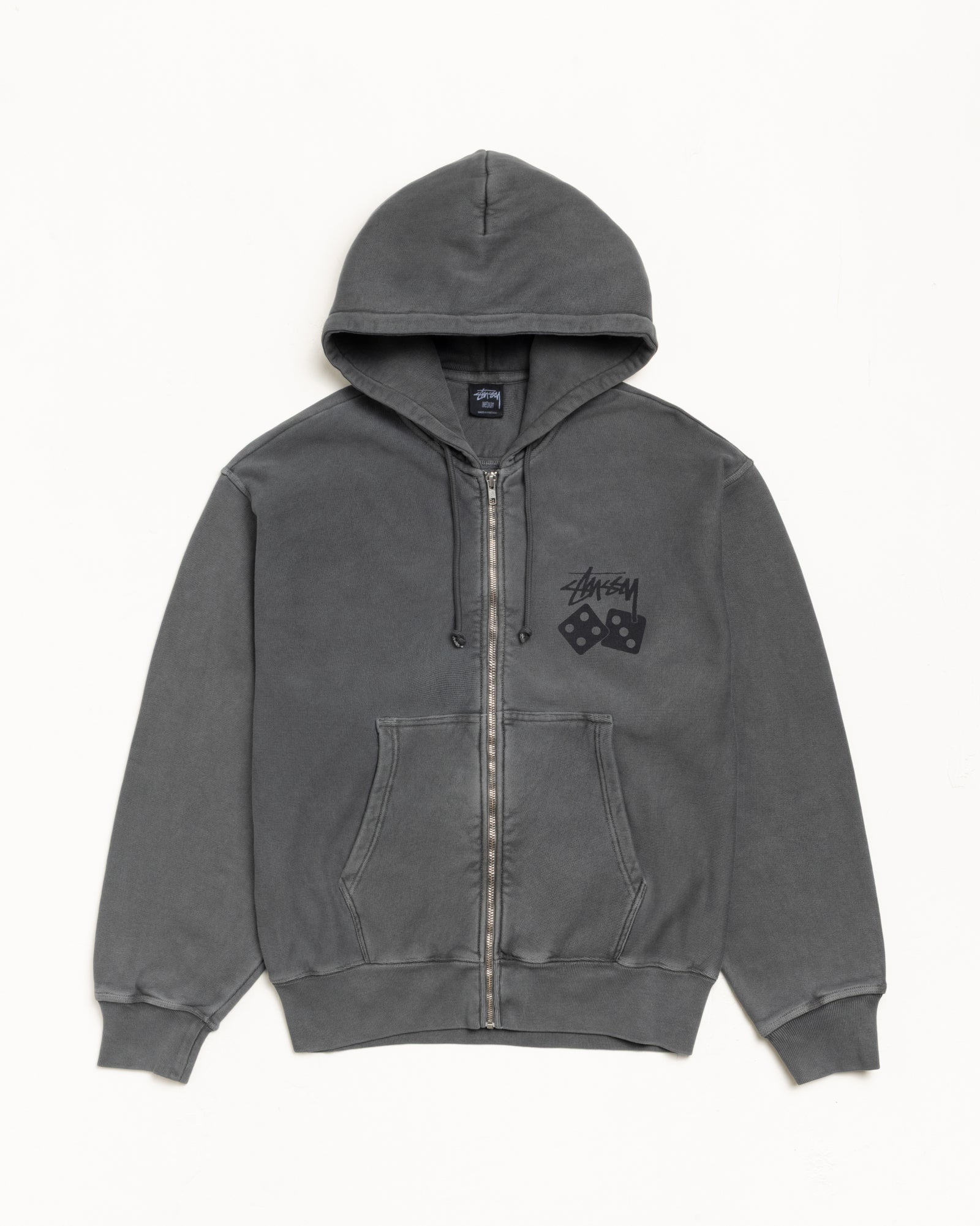 DICE ZIP HOODIE PIGMENT DYED - Black