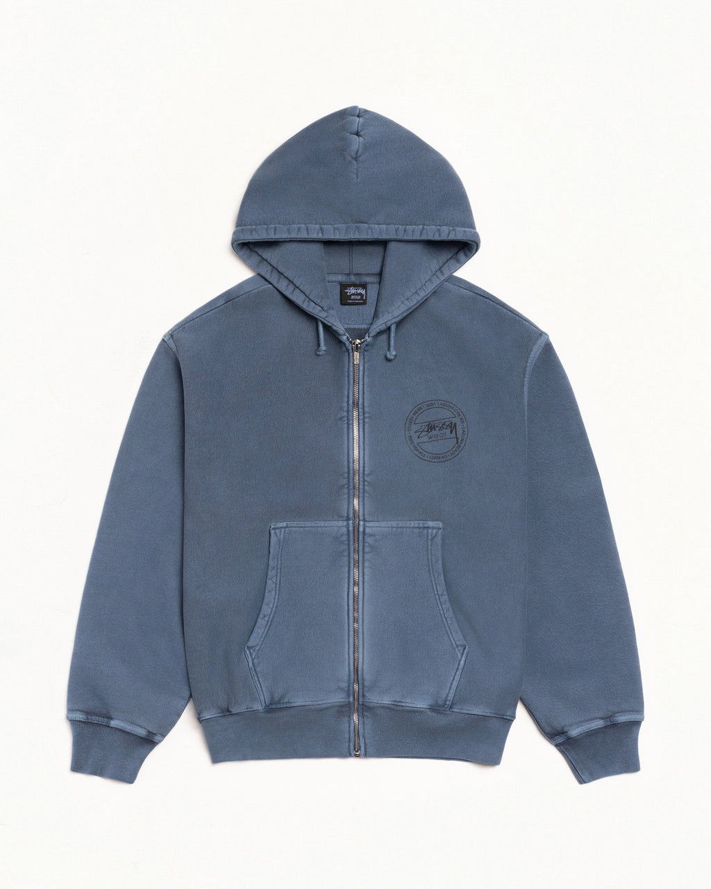 STÜSSY WEAR ZIP HOODIE PIGMENT DYED - Navy