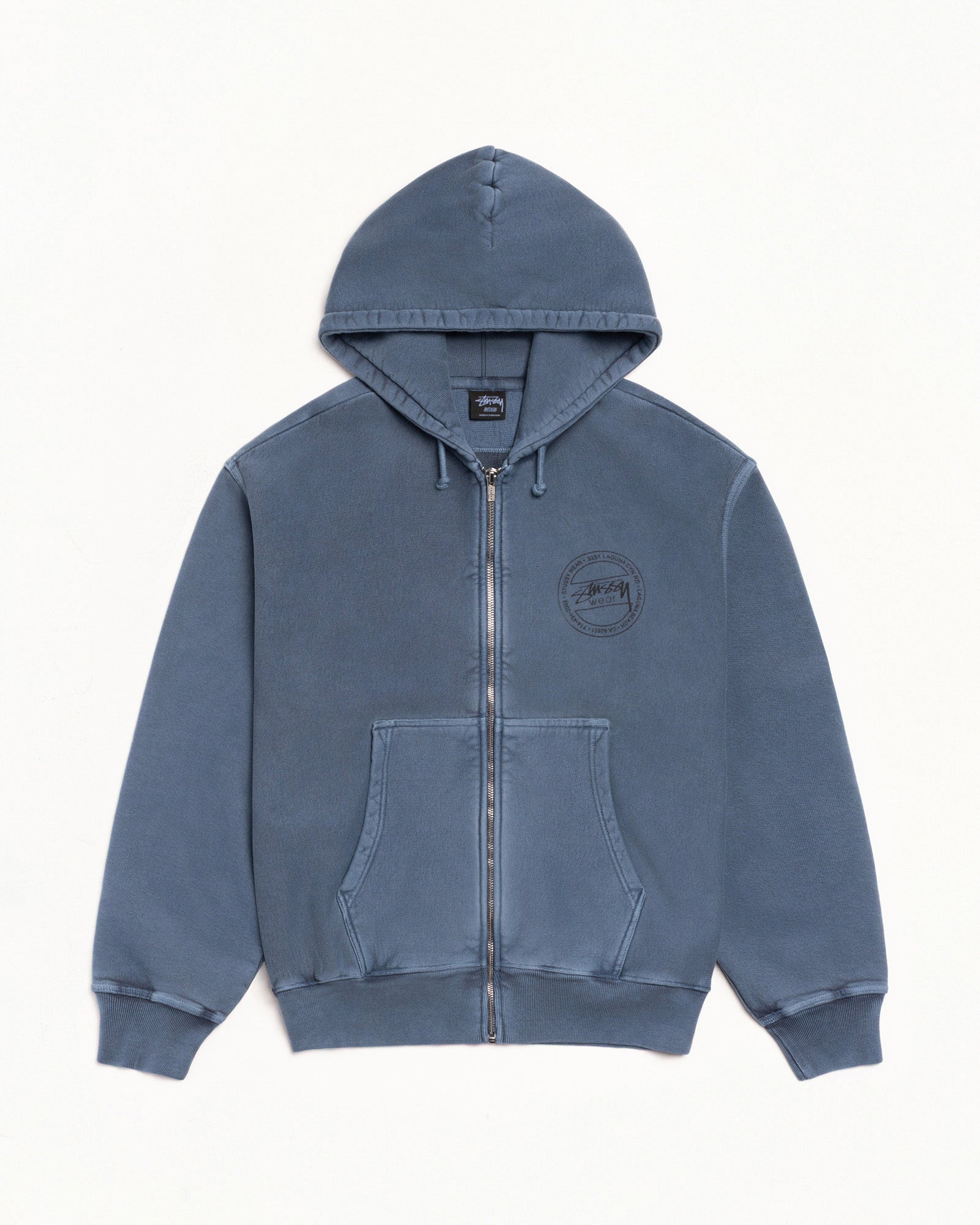 STÜSSY WEAR ZIP HOODIE PIGMENT DYED - Navy