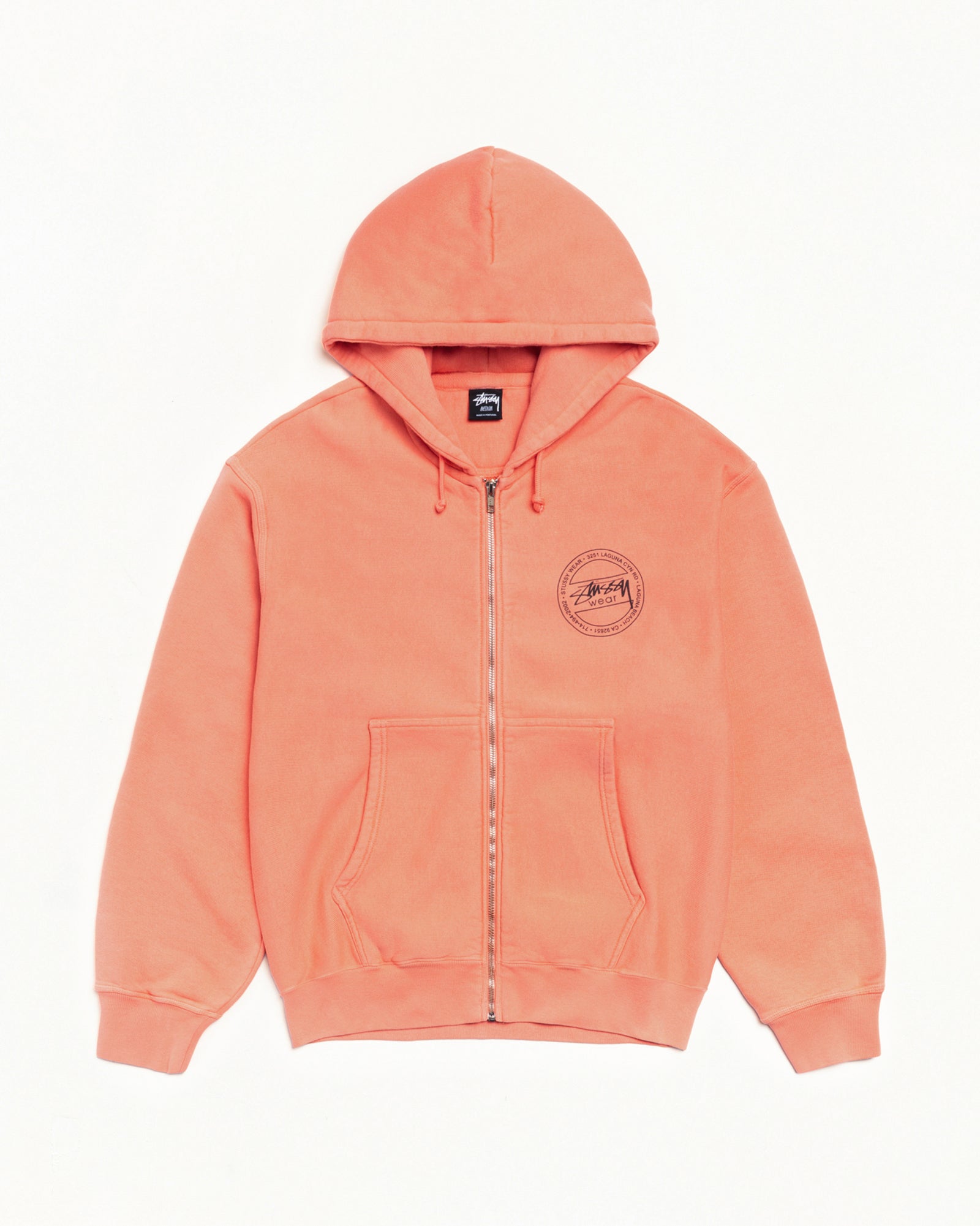 STÜSSY WEAR ZIP HOODIE PIGMENT DYED - Sherbert
