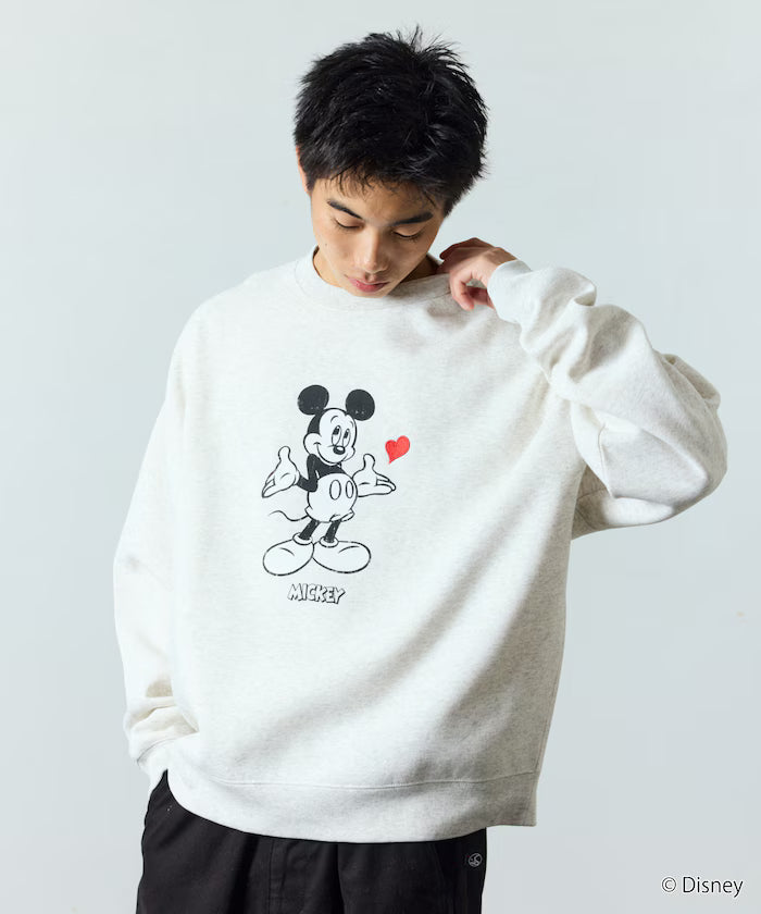 DISNEY/Mickey Mouse/Custom Crew Neck Printed Sweatshirt/Heart [Limited Edition]
