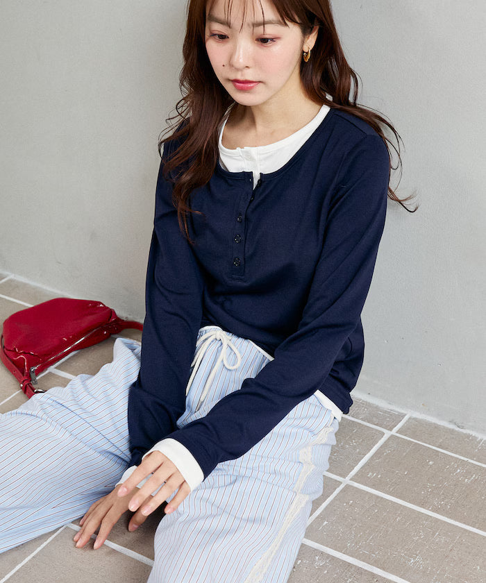 Henry Neck Layered Long Sleeve T Limited Edition