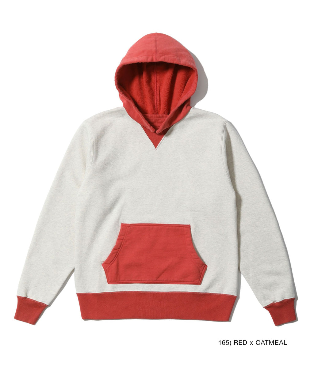 ATTACHED HOOD PARKA - RED × OATMEAL