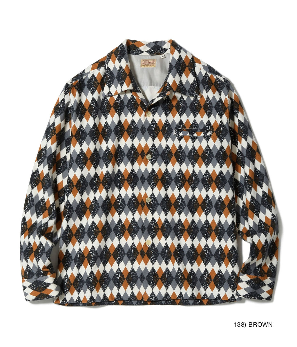 Mid 1950s Style Flannel Sports Shirt “DIAMOND” - BROWN