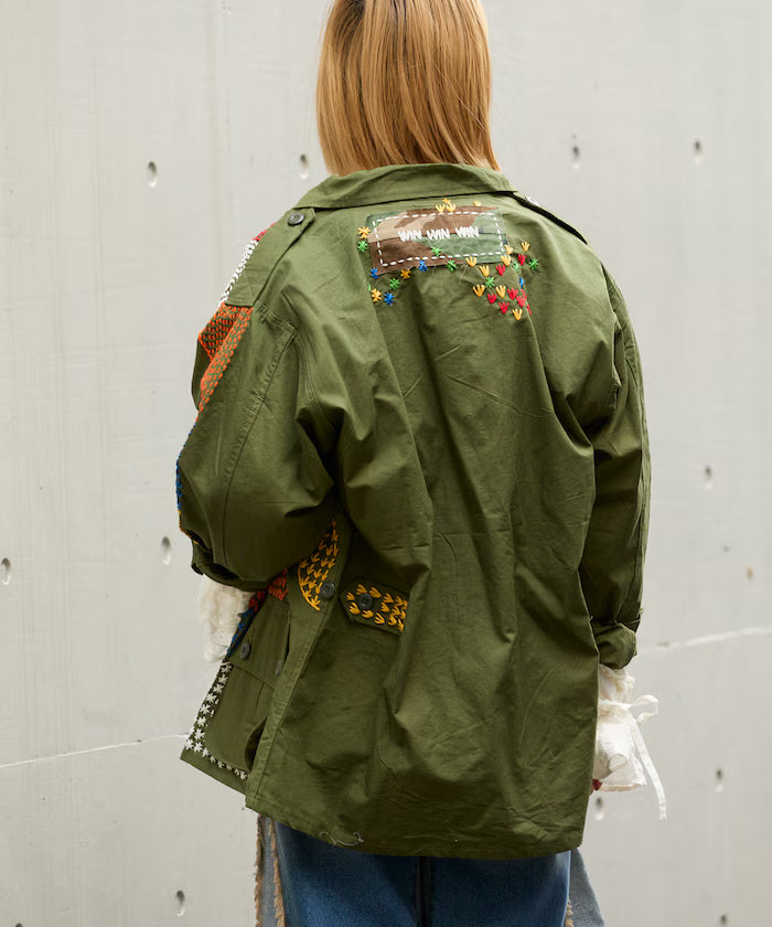 Vintage Hand-Stitch Remake Military Shirt Plain