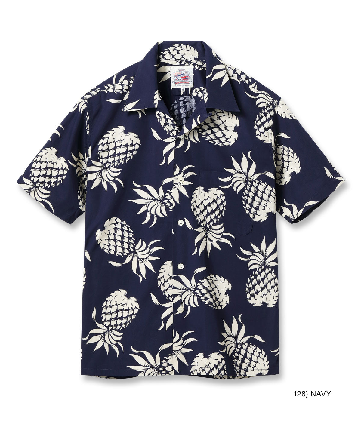 DUKE KAHANAMOKU COTTON HAWAIIAN SHIRT “DUKE'S PINEAPPLE” - NAVY