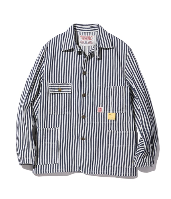 HEADLIGHT × FICTION ROMANCE NOS 7oz. 1/4" INDIGO STRIPE WORK COAT - ONE WASH