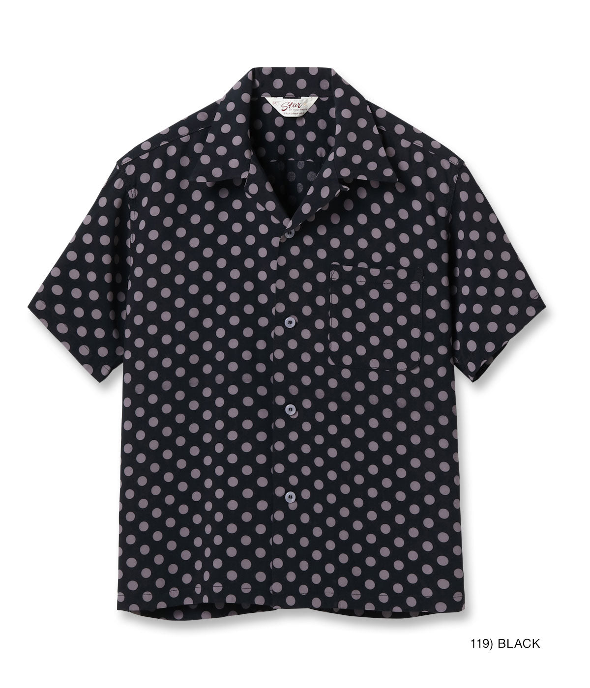 HIGH DENSITY RAYON OPEN SHIRT “POLKA DOT” - BLACK