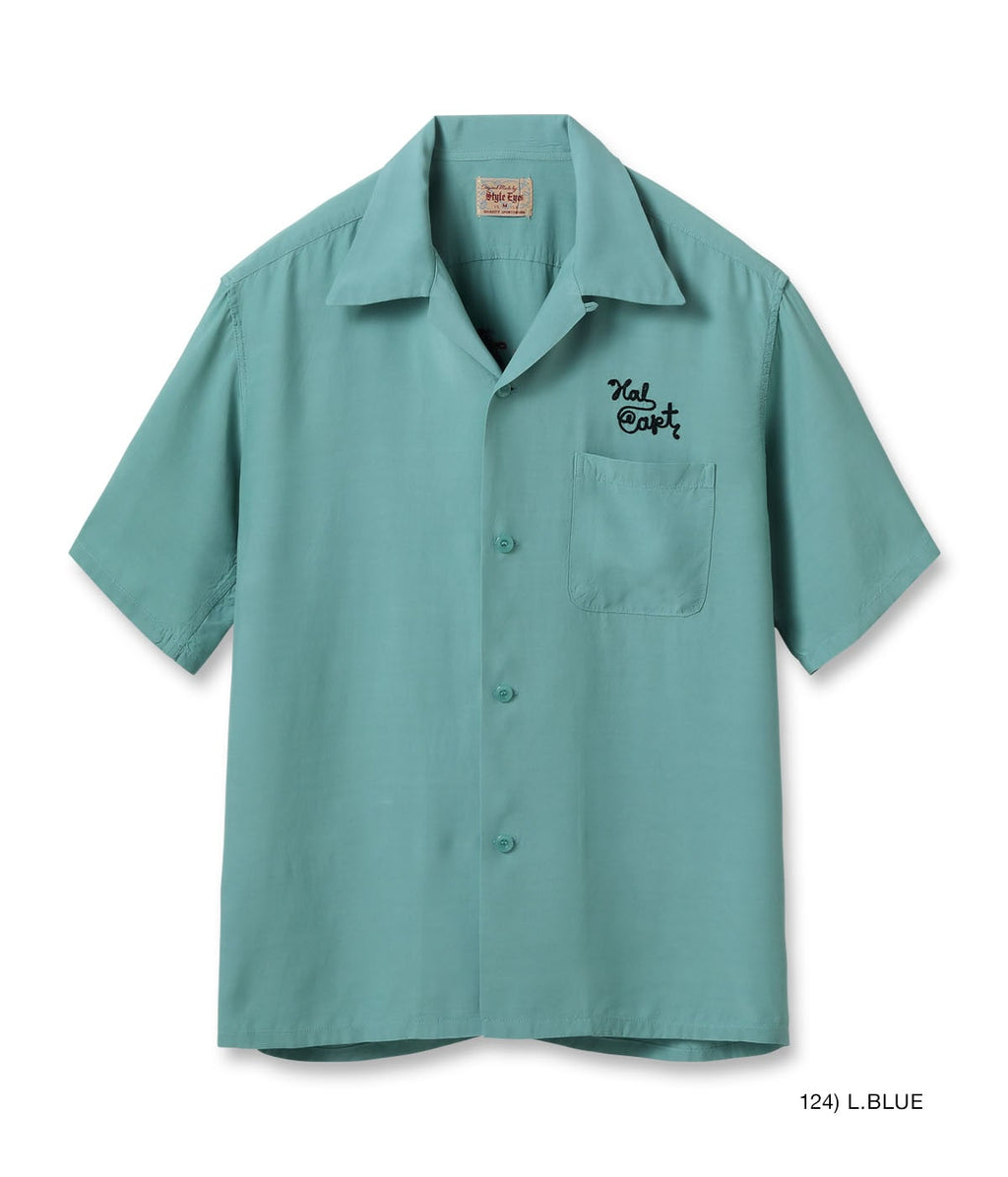 RAYON BOWLING SHIRT “CUSTOM BODY SHOP” - L.BLUE