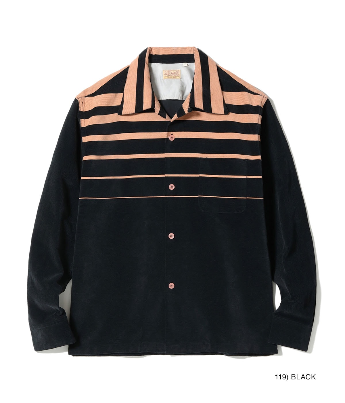 Mid 1950s Style Corduroy Sports Shirt “STRIPE” - BLACK