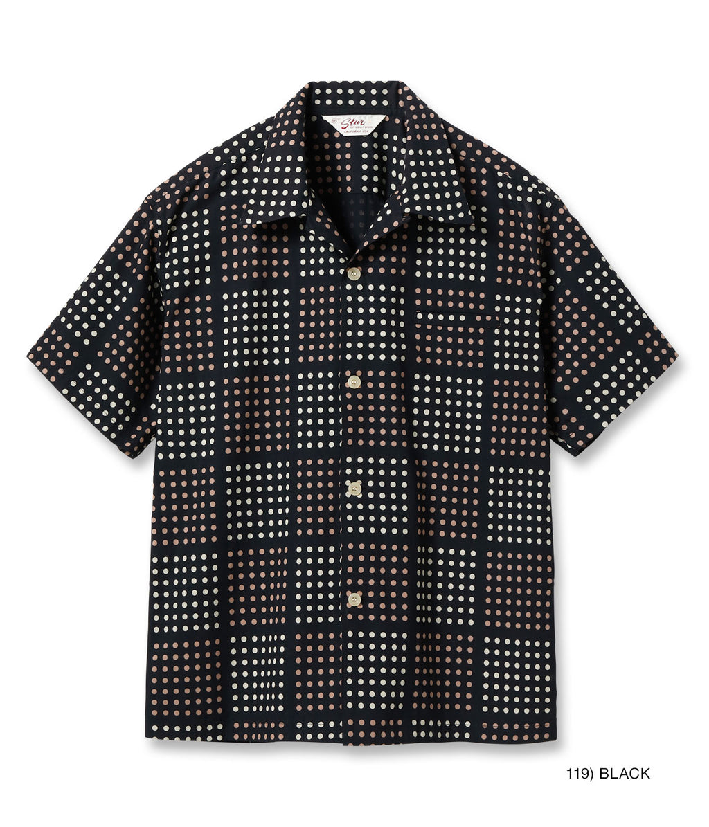 TYPEWRITER COTTON OPEN SHIRT “POLKA DOT” - BLACK