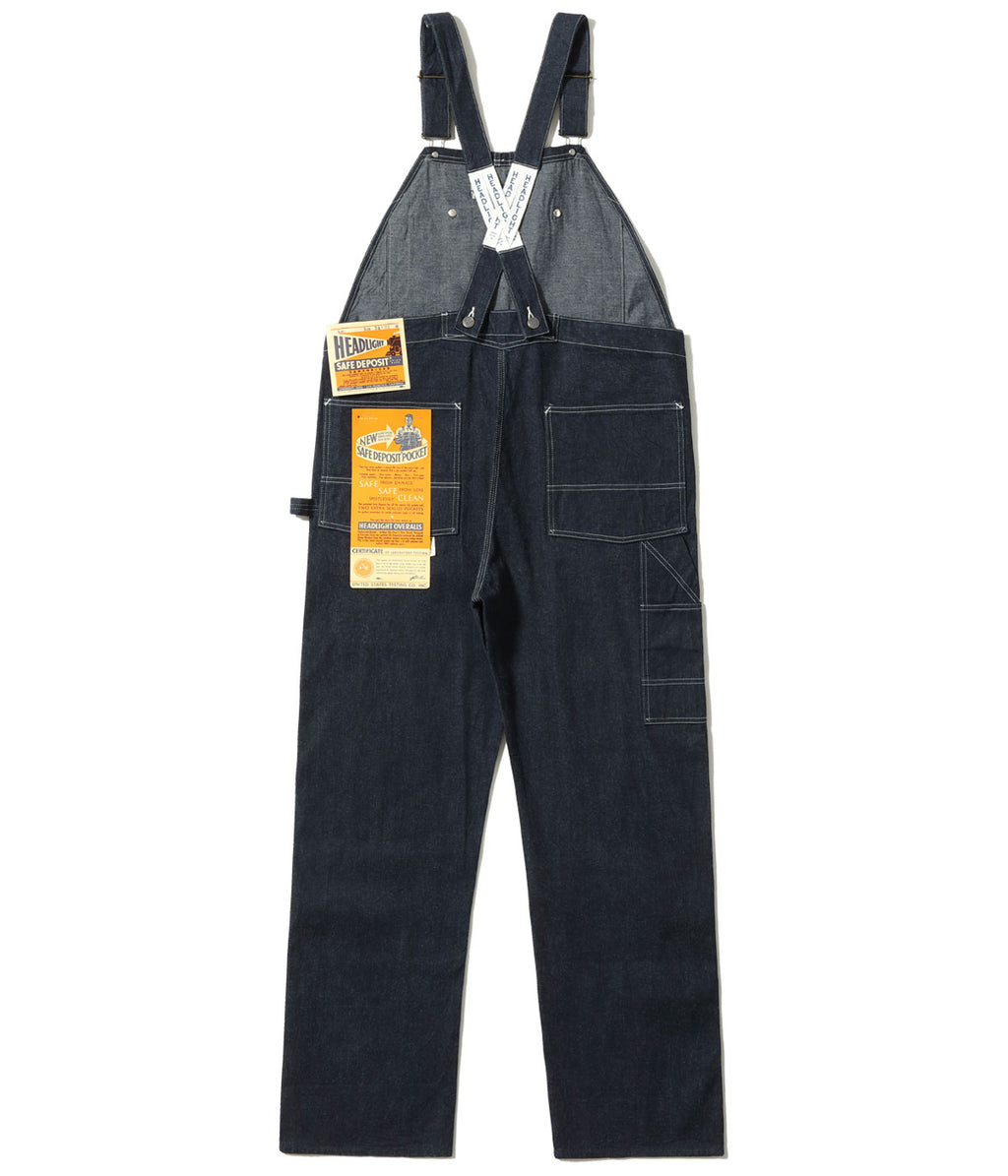 HEADLIGHT 11oz. BLUE DENIM LOW BACK OVERALLS