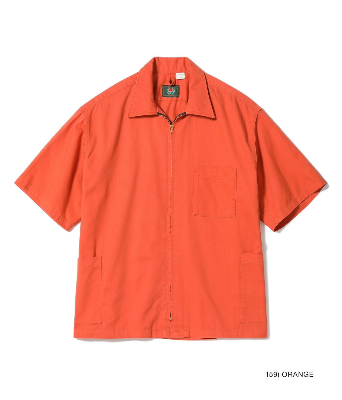 MODUCT COTTON TWILL SCRAB SHIRT with STENCIL PRINT AGING MODEL - ORANGE
