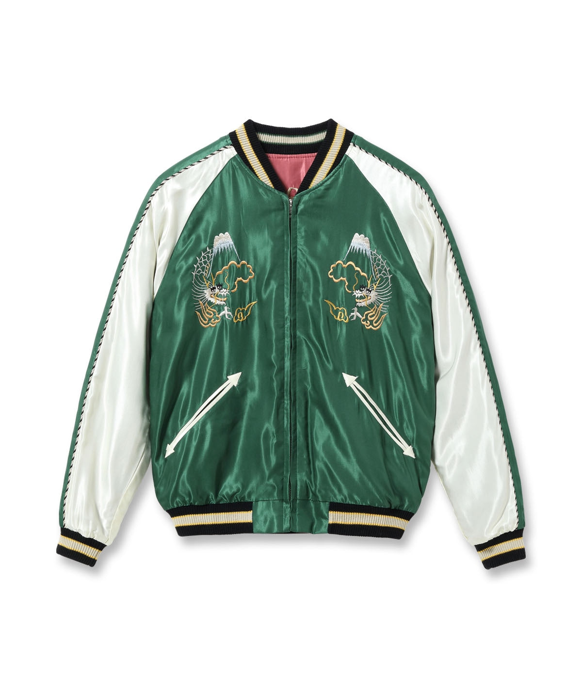 Mid 1950s Style Acetate Souvenir Jacket “EAGLE & TIGER” × “ROARING TIGER” - GREEN