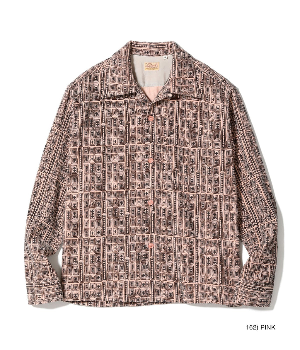 Mid 1950s Style Corduroy Sports Shirt “DIAMOND” - PINK