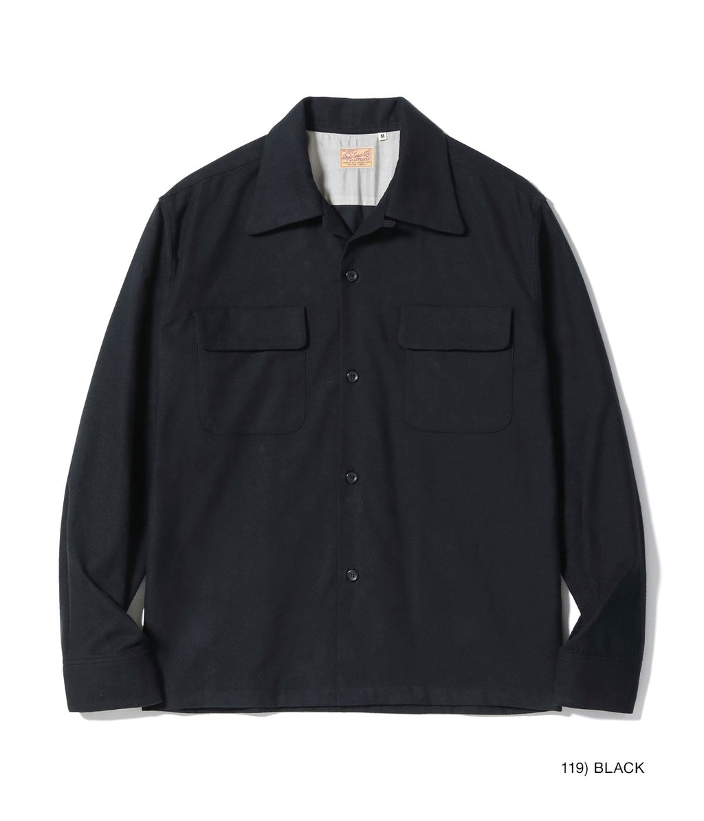 Mid 1950s Style Flannel Sports Shirt “PLAIN” - BLACK