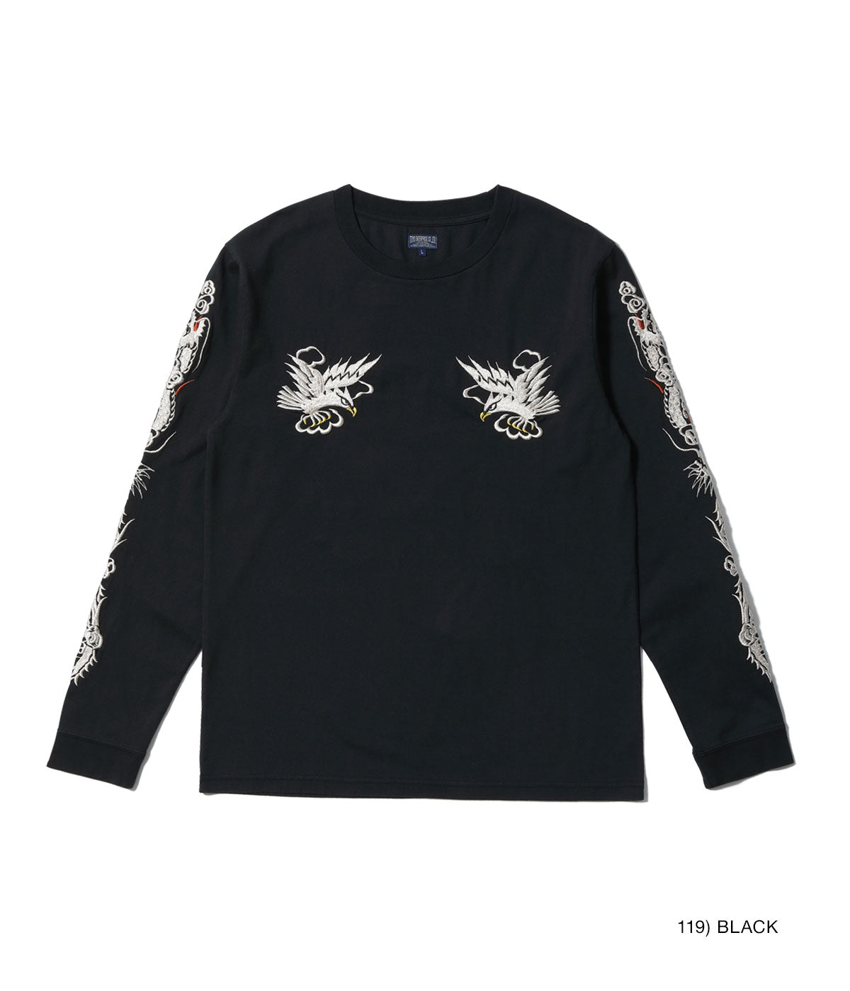 LONG SLEEVE SUKA T-SHIRT EMBROIDERED “EAGLE” - BLACK