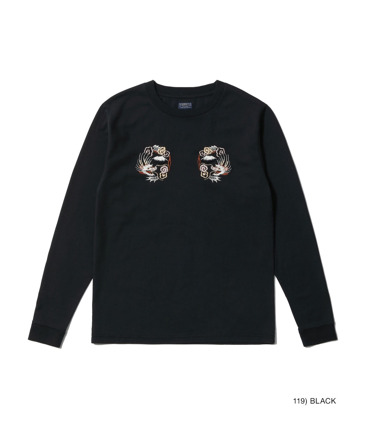 LONG SLEEVE SUKA T-SHIRT EMBROIDERED “DRAGON” - BLACK