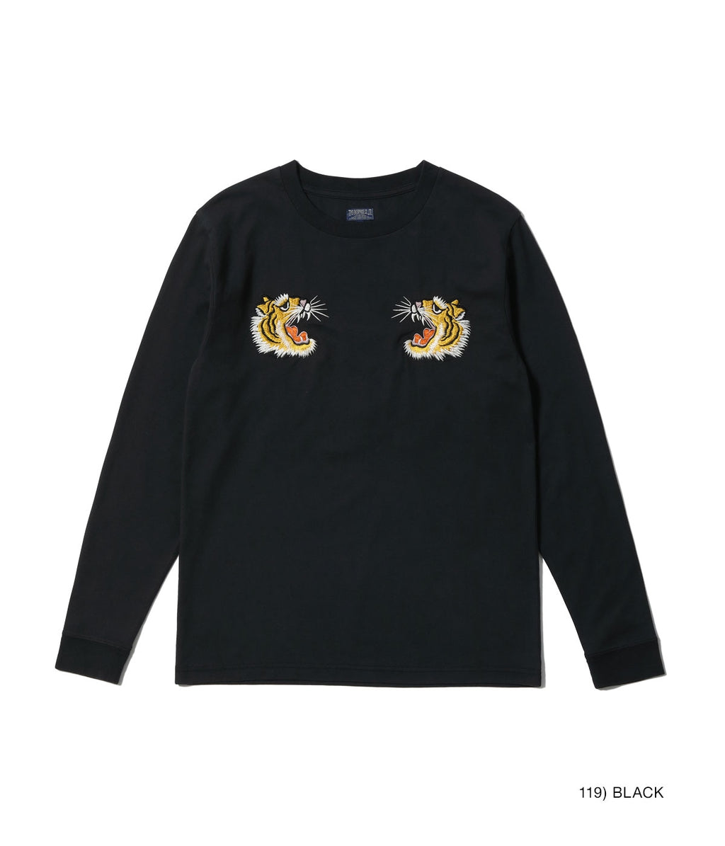 LONG SLEEVE SUKA T-SHIRT EMBROIDERED “TIGER” - BLACK