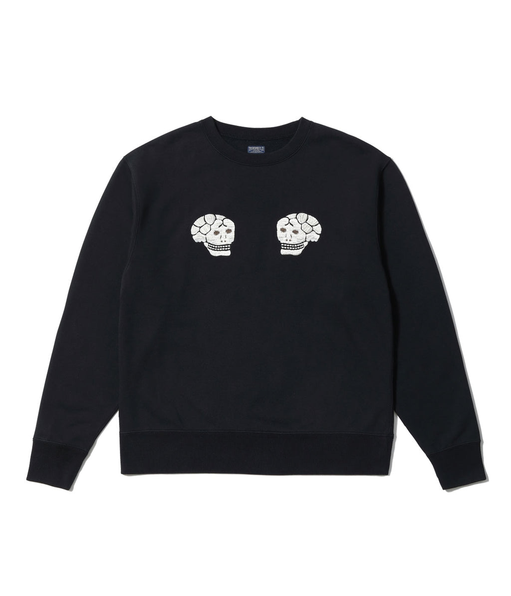 SUKA CREW SWEAT EMBROIDERED “SKULL & SNAKE” - BLACK