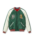 Early 1950s Style Acetate Quilted Souvenir Jacket “JAPAN MAP” × “GOLD DRAGON” - GREEN