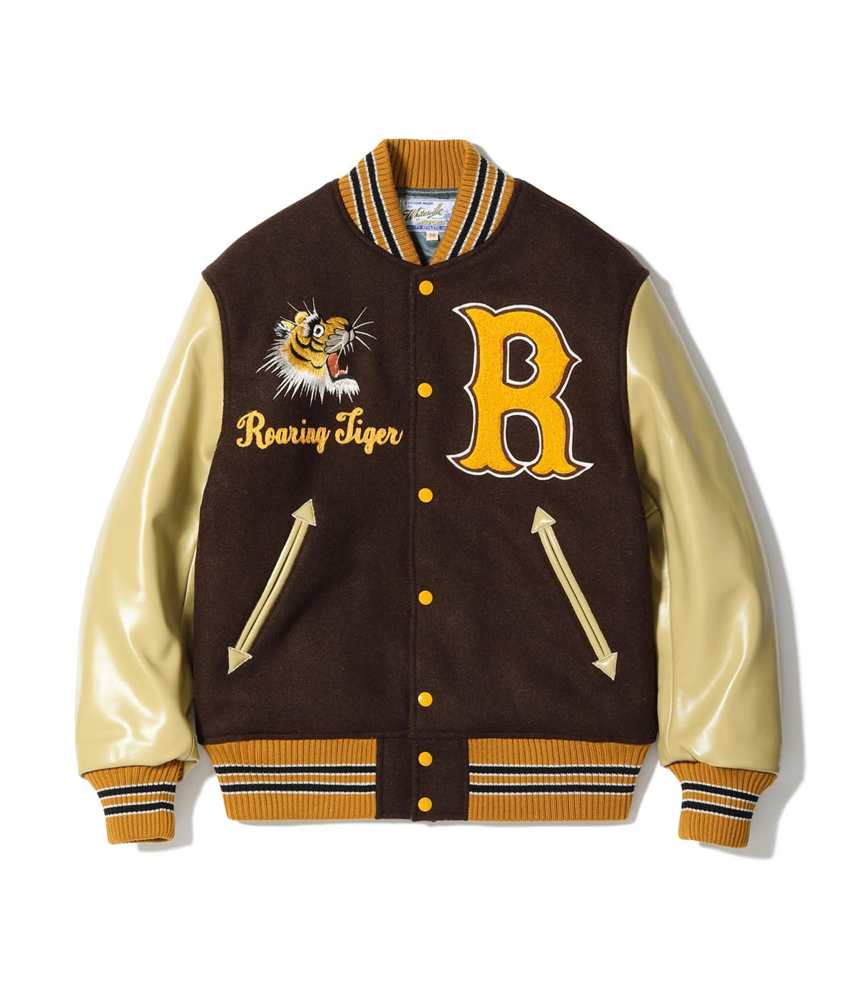 30oz. WOOL MELTON AWARD JACKET “ROARING TIGER” (BROWN) - BROWN