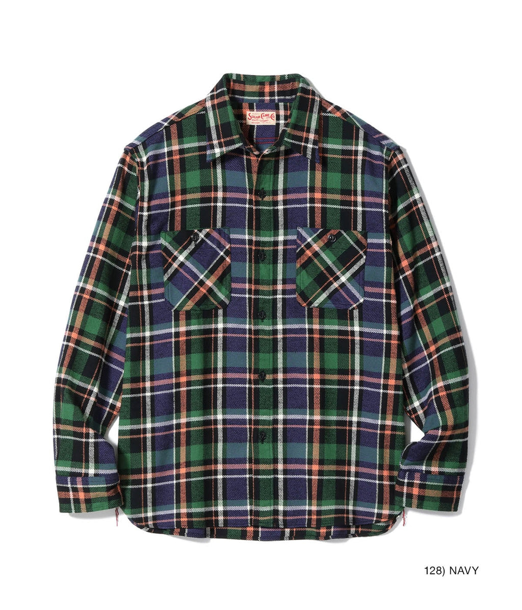 TWILL CHECK WORK SHIRT - NAVY