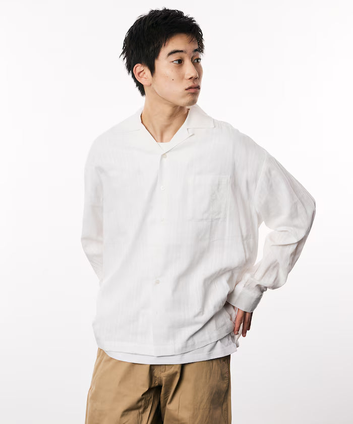 Dobby Woven Long Sleeve Open Collar Shirt / Big Silhouette