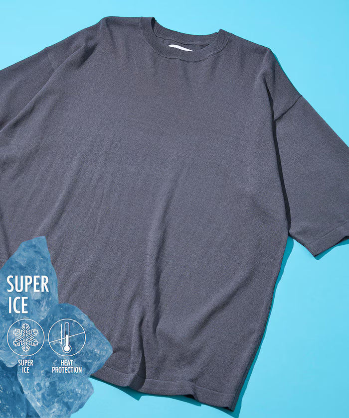 [New Color Added] SUPER ICE / Super Ice Crew Neck Knit T-Shirt / Contact Cooling - Blue