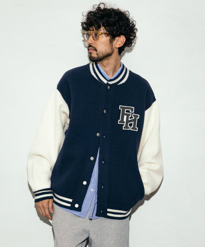Relaxed Fit Logo Knit Varsity Jacket