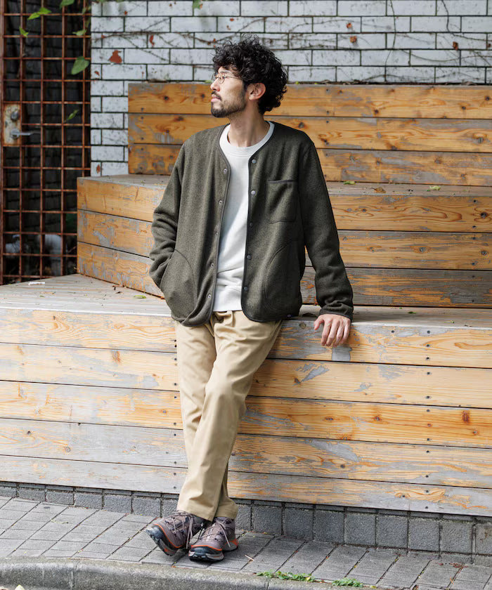 Relaxed Fit Knit Fleece Cardigan