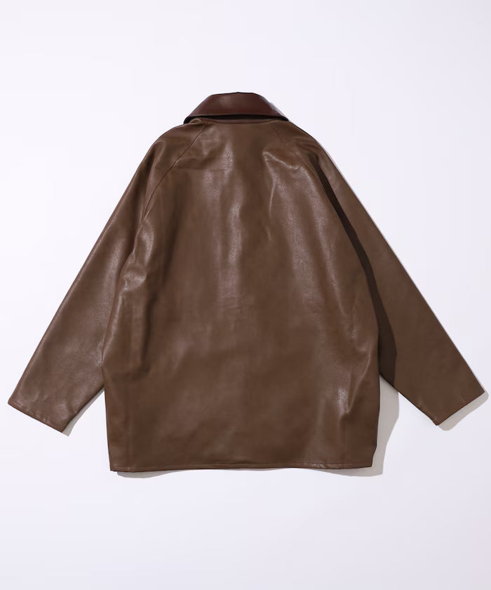 Oversized leatherette blouson / Mixed material switching