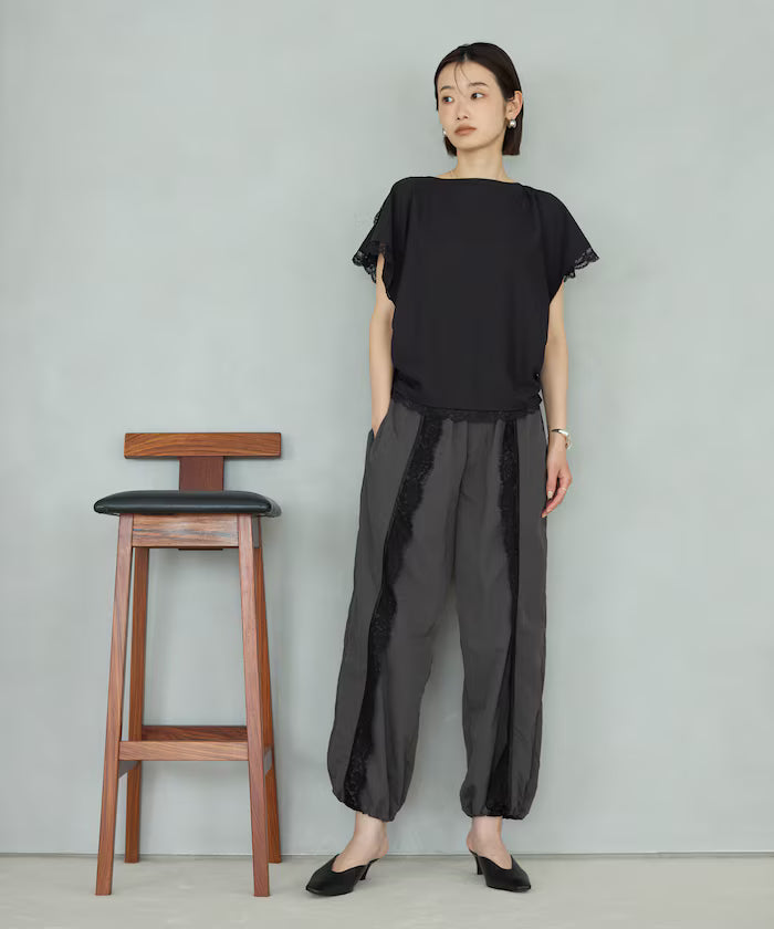 Nylon Lace Easy Wide Pants