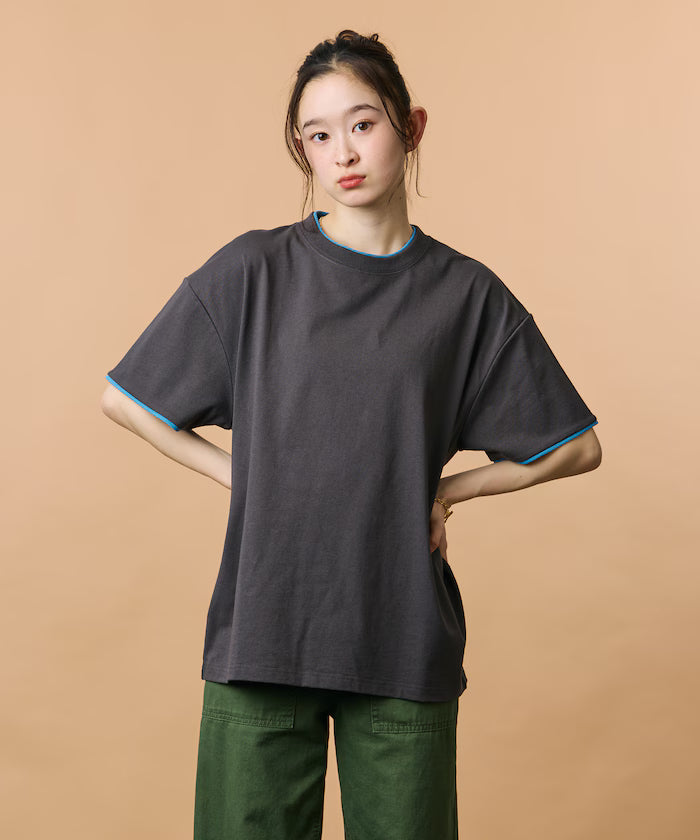 Limited Edition Relaxed Fit Color Block Fake Layered Crew Neck T-Shirt