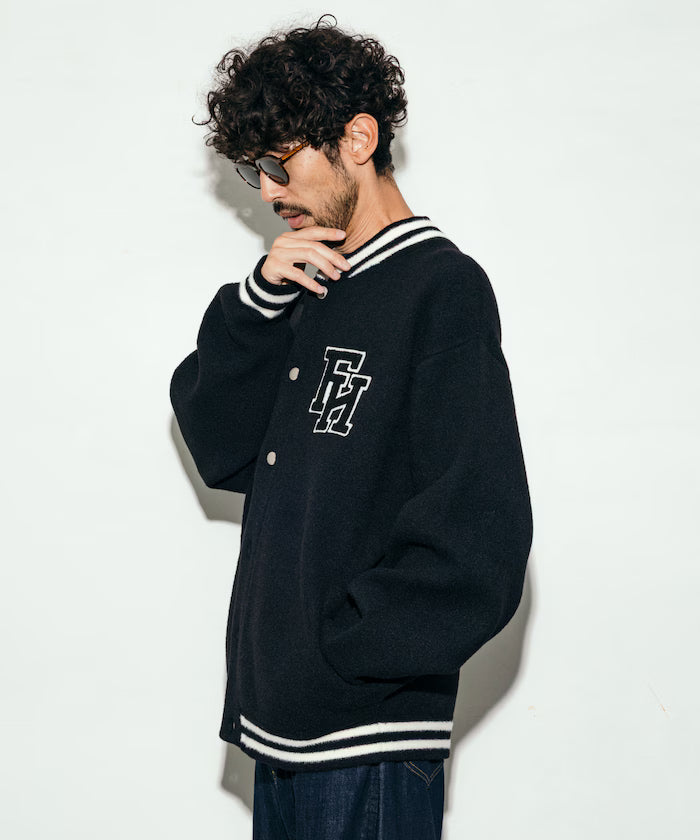 Relaxed Fit Logo Knit Varsity Jacket