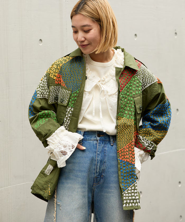 Vintage Hand-Stitch Remake Military Shirt Plain
