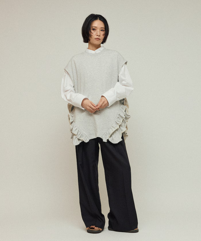 Organic Cotton Frill Hem Top / Relaxed Fit / French Terry Sweat / Best