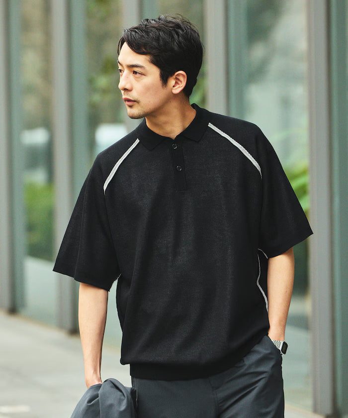 COOL TOUCH Double Face Color Polo Neck Knit Pullover Contact Cooling
