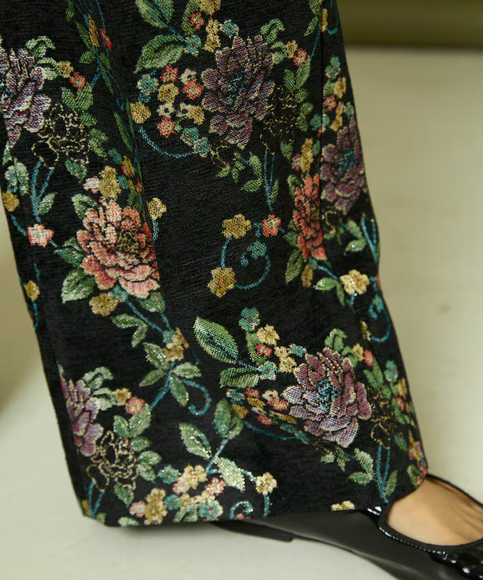 Flower Jacquard Wide Pants